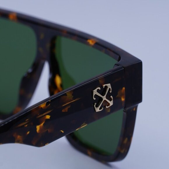 Off-White OERI13J SYRACUSE 6055 Sunglasses Havana Shield Frame, Green Lenses - Picture 10 of 11